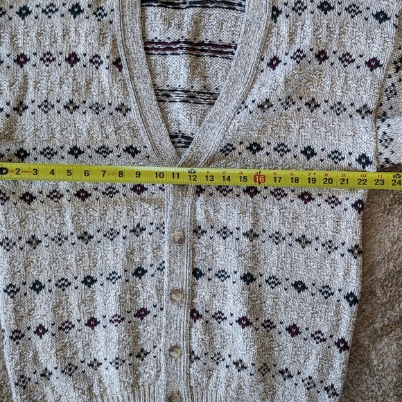 Vintage Croft & Barrow Cardigan Men L Ivory 80s 90s Grandpa Sweater Fisherman - Picture 9 of 9